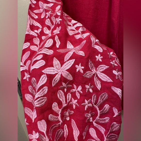 Voyageur by MERSEA Palermo Embroidered Linen Peasant Boho lagenlook Red, S - Picture 5 of 12